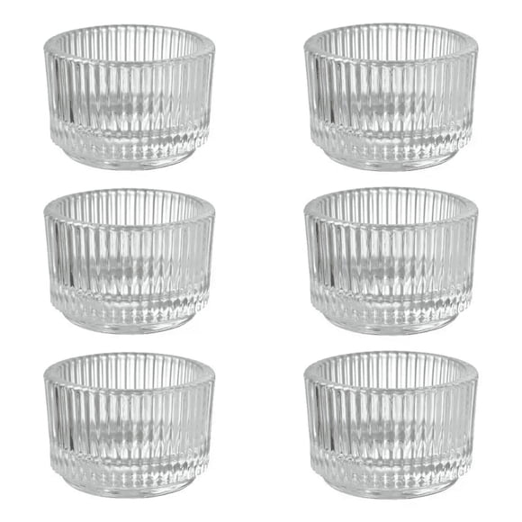 Portavela Cristal Decoración Para Vela Tipo Té Juego 6 Pcs Doket Redondo