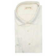 Tintoria Mattei 954 Men's White Half Button Down Cotton Dress Shirt With Diamonds Long-sleeve - L