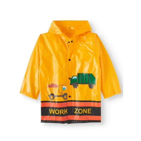 - Hooded Dump Trunk Print Water Resistant Rain Jacket (Little Boys)