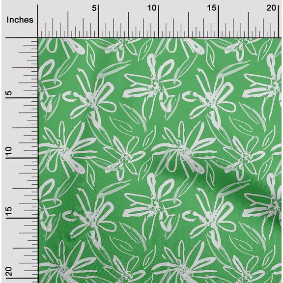 oneOone Viscose Chiffon Green Fabric Florals Sewing Material Print Fabric By The Yard 42 Inch Wide-VDS