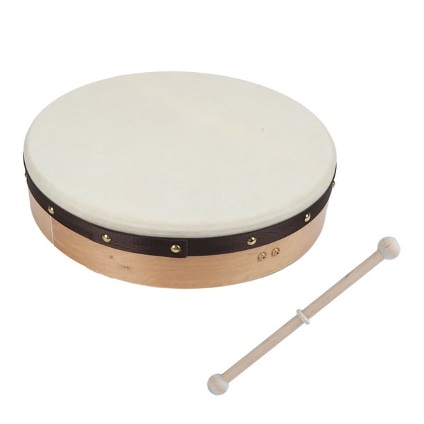 Tambourine Sheepskin Hand Drum Ideal Percussion Instrument Melodious Voice With Knocking Stick For Musical Instrument Learning For Performance
