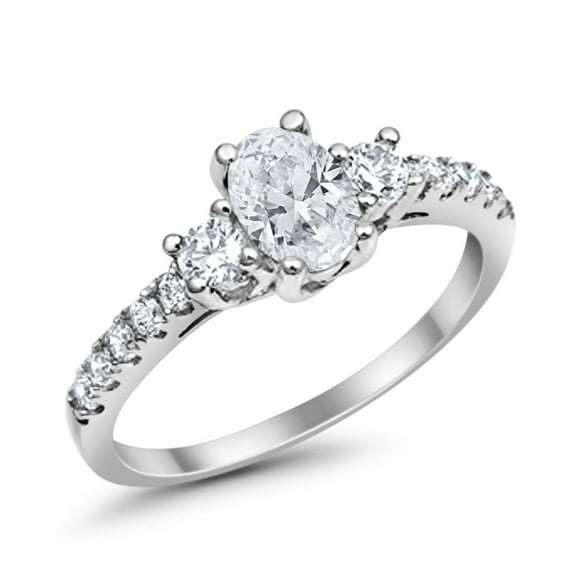 Oval Accent Wedding Ring CZ 925 Sterling Silver Size 4