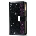 thumbnail image 2 of Wallet Case for Samsung Galaxy S25, Glitter Bling Flip Folio Leather Protective Magnetic Stand Zipper Purse Phone Cover with 9 Card Slot Holder Wrist Strap for Women, Black, 2 of 10