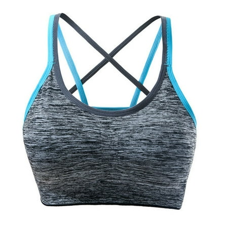

Sunvit Women s Activewear Sports Bras- Sexy Comfortable Breathable Removable Padded Casual Yoga Fitness Bra Base Tops Underwear #258 Blue