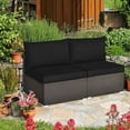 thumbnail image 1 of Gymax 2PCS Patio Sectional Armless Sofas Outdoor Rattan Furniture Set w/ Cushions Black, 1 of 10
