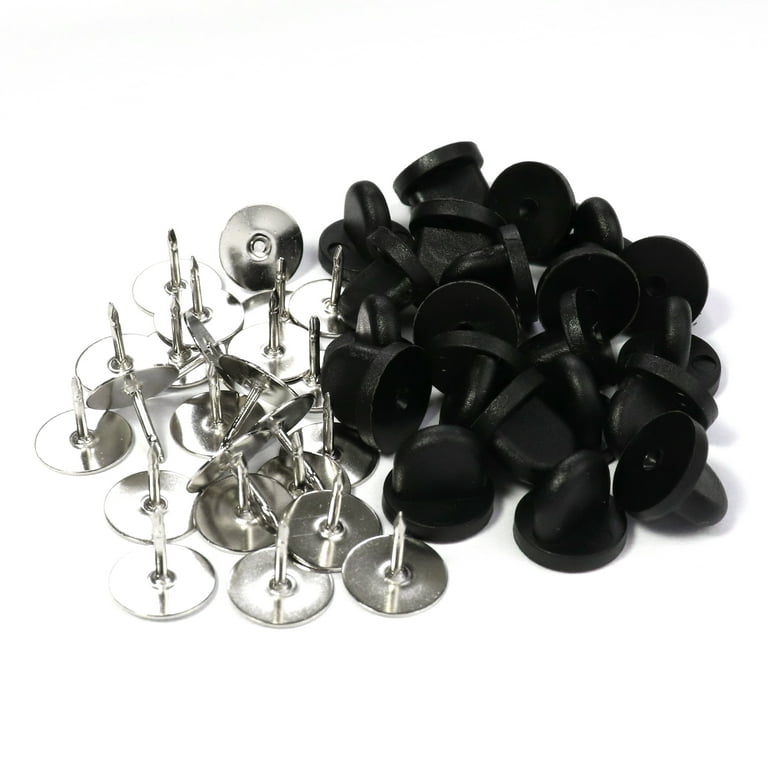 50 Pairs Tie Tacks Blank Pins with PVC Rubber Pin Backs for Craft Making  (Black) 