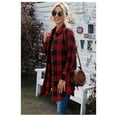 thumbnail image 2 of Womens Flannel Plaid Shirts Roll Up Long Sleeve Pockets Mid-Long Casual Boyfriend Shirts, 2 of 6