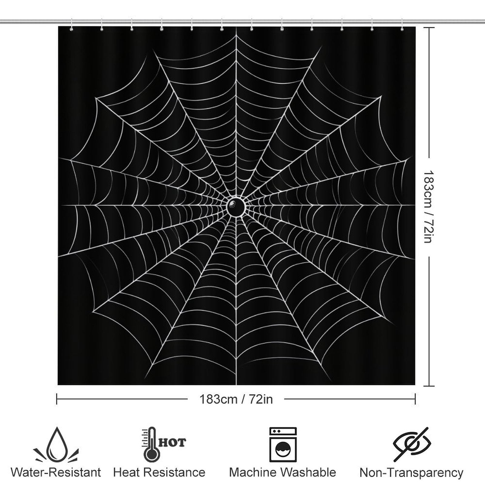 Red Spider Web Black Cartoon Shower Curtain Bathroom Sets Toilet Lid Rug, Rugs Mat Bath Mat And Contour Mat, Shower Curtain 4Pcs
