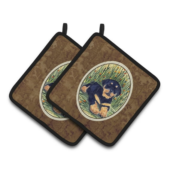 Carolines Treasures SS8107PTHD Rottweiler Pair of Pot Holders, 7.5HX7.5W, multicolor