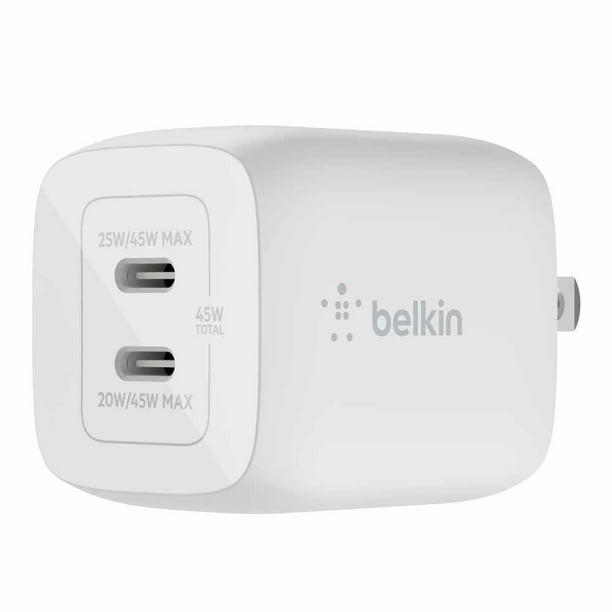 Belkin BoostCharge Dual USB-C GaN Wall Charger 45W White