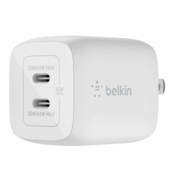 Belkin BoostCharge Dual USB-C GaN Wall Charger 45W White