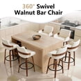 thumbnail image 4 of CRERIYO 26" Swivel Counter Height Bar Stools Set of 3, Linen Fabric Upholstered Bar Chairs with Black Ring Footrest and Walnut Wood Legs, Beige, 4 of 7