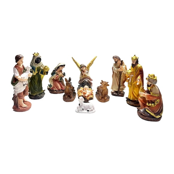 Estatuilla de escena de Natividad, decoración de resina de adoración, escultura cristiana de Navidad, estatua de nacimiento de Jesús para