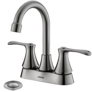 HYEASTR Bathroom Faucet Swivel Spout 4 Inch Centerset Bathroom Sink Faucet with Pop Up Drain and Supply Hoses,Brushed Nickel