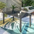 thumbnail image 1 of Mainstays Steel Slat Top Outdoor Rectangular Dining Table, Brown, 1 of 7