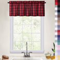 thumbnail image 1 of Haperlare 52"x15" Kitchen Valance Curtain Farmhouse Buffalo Check Gingham Pattern Light Filtering Bathroom Window Curtains for Bedroom, Red Black, 1 Panel, 1 of 7