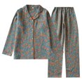 thumbnail image 4 of Pyjama en Gaze à Double Couche pour Femmes Printemps Été Automne Pantalon Fin à Manches Longues, 4 of 5