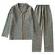 thumbnail image 2 of Pijama de gasa de doble capa con solapa para mujer, traje de pantalón fino de manga larga para primavera, verano y otoño, 2 of 5