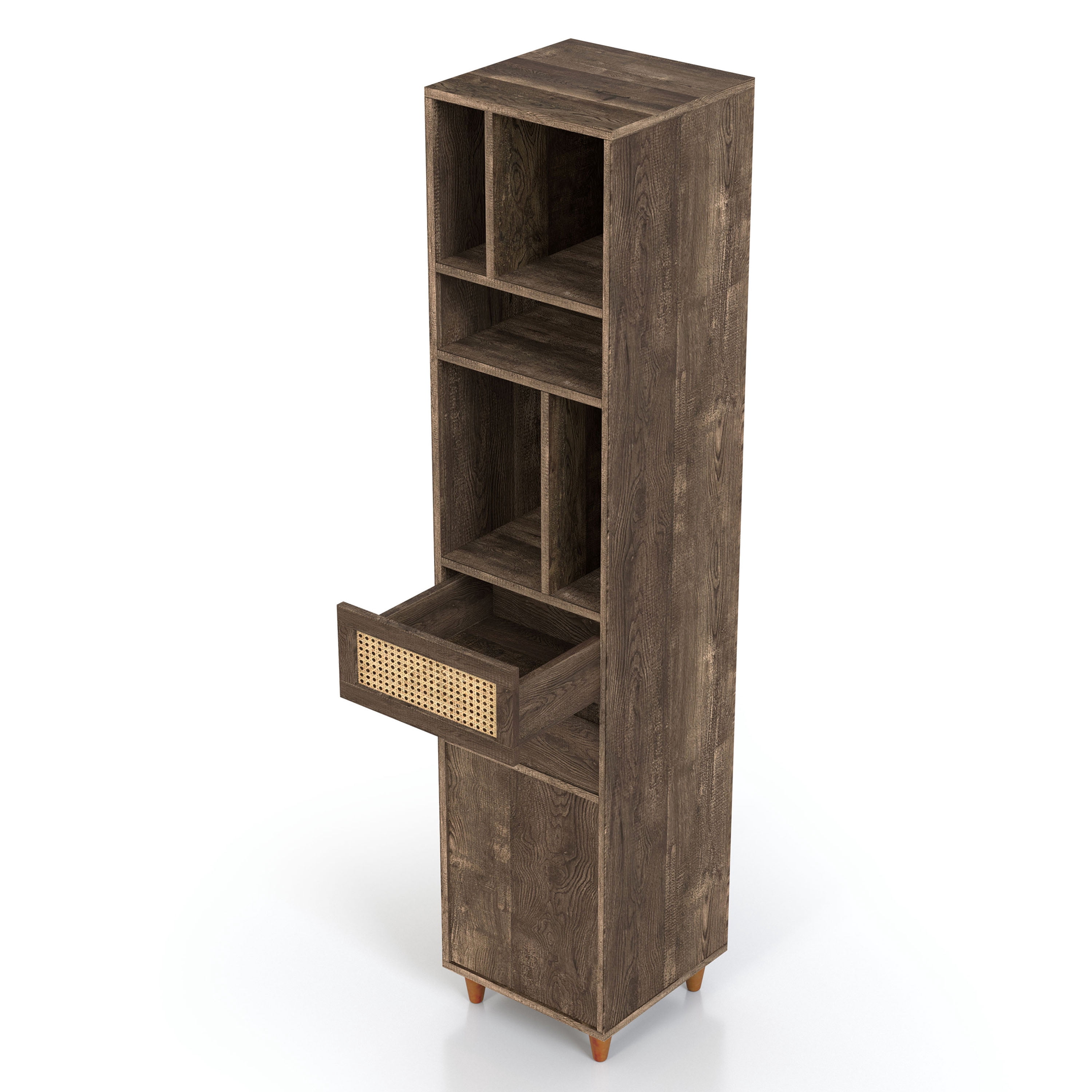 Furniture of America Burd Modern Multi-Storage TV Tower, Reclaimed Oak