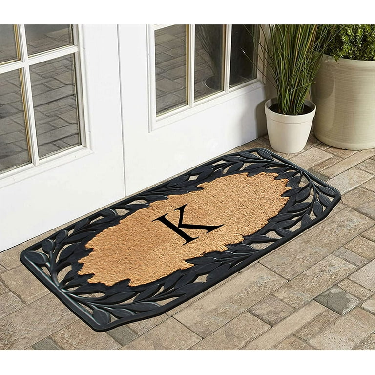 Mascot Hardware Non-Slip Rubber Back Floral Border Design 28x18 Indoor/Outdoor Doormat - Style 2