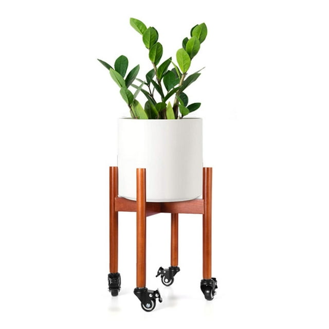 Porta macetas,Soporte de madera para plantas con ruedas Soporte para macetas móvil,Estante de exhibición con ruedas para plantas de interior,Soporte para macetas de suelo para Marrón