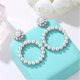 thumbnail image 3 of Large Hoop Dangle Earring Black White Pearl Earring With Stainless Steel Pin Big Circle Loop Earrings For Women Girls Jewelry M2:silver flower -, 3 of 4