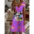 thumbnail image 3 of Vestido mini sexy de manga corta con cuello en V y estampado de amor de Minnie Mouse de Disney para mujer, diseño para exteriores, 3 of 5
