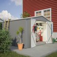 thumbnail image 5 of Seizeen Sheds and Outdoor Storage, 10 x 8FT Metal Patio Tool Storage Sheds w/Adjustable Shelf and Lockable Door, Galvanized Storage Shed for Backyard Garden, Gray, 5 of 9