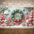 thumbnail image 2 of Colorful Design Christmas Banner Decorative Wreath Holiday Decoration Party Backdrop for Home Celebration Photo Props Winter Festive, 2 of 9