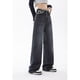 thumbnail image 4 of Pantalones vaqueros de pierna ancha para mujer, Jeans negros y grises, cintura alta, sueltos, rectos, diseño elástico, moda, estilo Y2K, nuevo, 4 of 5