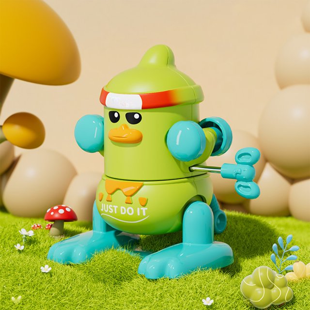 ToyKingdee Wind-Up Toy Tipping Duck Yellow Chicken Yellow Duck Somersault Gift Early Education Educational Toy Green