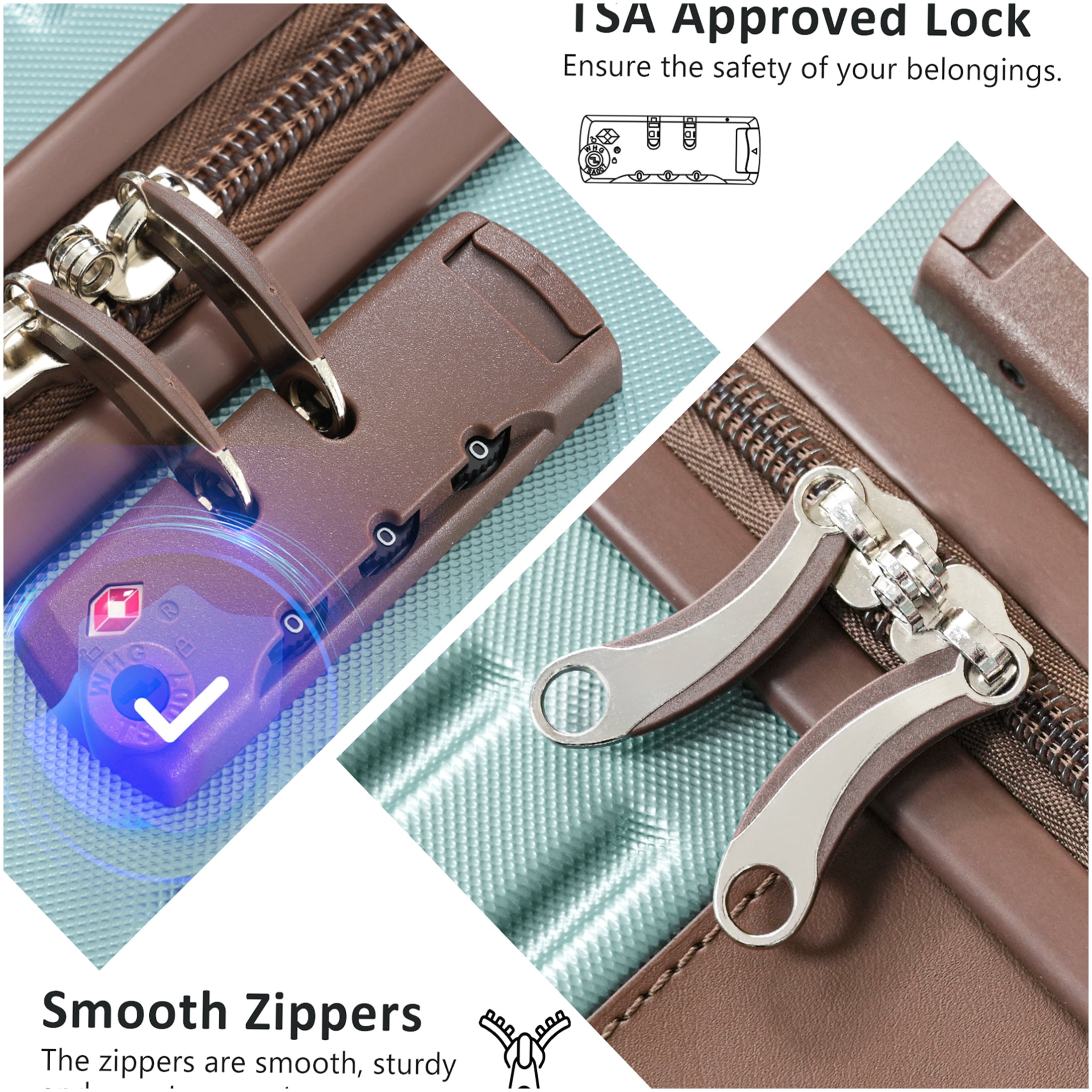Lightweight ABS Hardshell Suitcase Set with TSA Lock, Spinner Wheels, Carry-On and Check-In Luggage in Blue