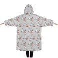thumbnail image 2 of Oversized Wearable Blanket Hoodie,Grey Cartoon Unicorn Rainbow Pattern Sherpa Blanket Hoodie with Super Pockets,Super Warm Fuzzy Pullover for Women & Men, 2 of 6