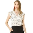 thumbnail image 1 of Blusa Allegra K Cuello V Gasa Volantes Lunares Mujer Beige XL, 1 of 6