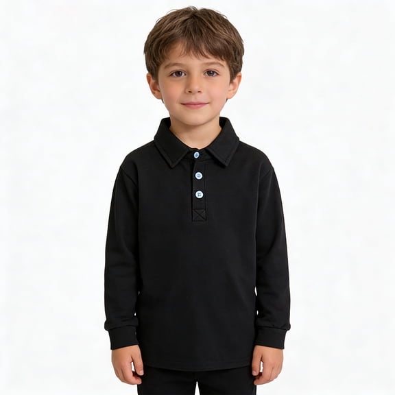 WELOIJEVBE Toddler Boy's Long Sleeve Polo Shirts Active Performance Tops for Kid Casual Collared V Neck Boys Polo Shirts Size 18-24 Months Boys Clothes