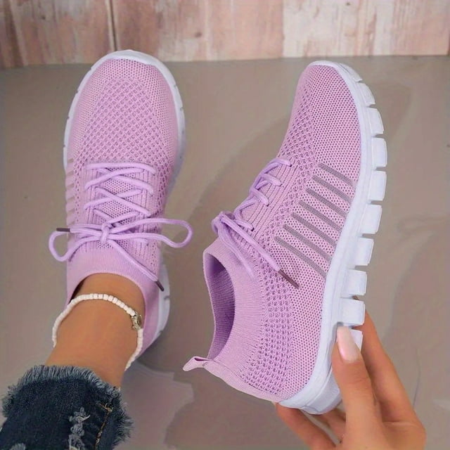 Espadrilles de Course Respirantes en Maille pour Femmes, Espadrilles de Marche Estivales Élégantes avec Design Décontracté en Maille Volante