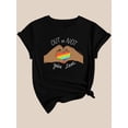 thumbnail image 3 of Valentine'S Day Rainbow Heart Print Casual Fashion Top for Black Women, Round Neck Short Sleeve T-Shirt, 3 of 5