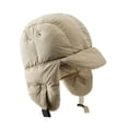 thumbnail image 3 of Gorro con orejeras, gorra de béisbol de moda para mujer, gorro con visera, relleno grueso. Caqui, 3 of 9