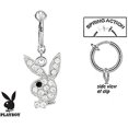 thumbnail image 2 of Ombligo falso para ombligo, sin clip, con licencia oficial, conejito de circonita transparente con anillo colgante de conejo con ojo negro, 2 of 2