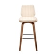 thumbnail image 3 of Renee 30" Swivel Cream Faux Leather and Walnut Wood Bar Stool, 3 of 10