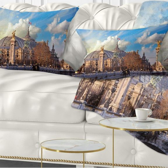 Designart Famous Great Palace in Paris - Modern Cityscape Throw Pillow - 12x20