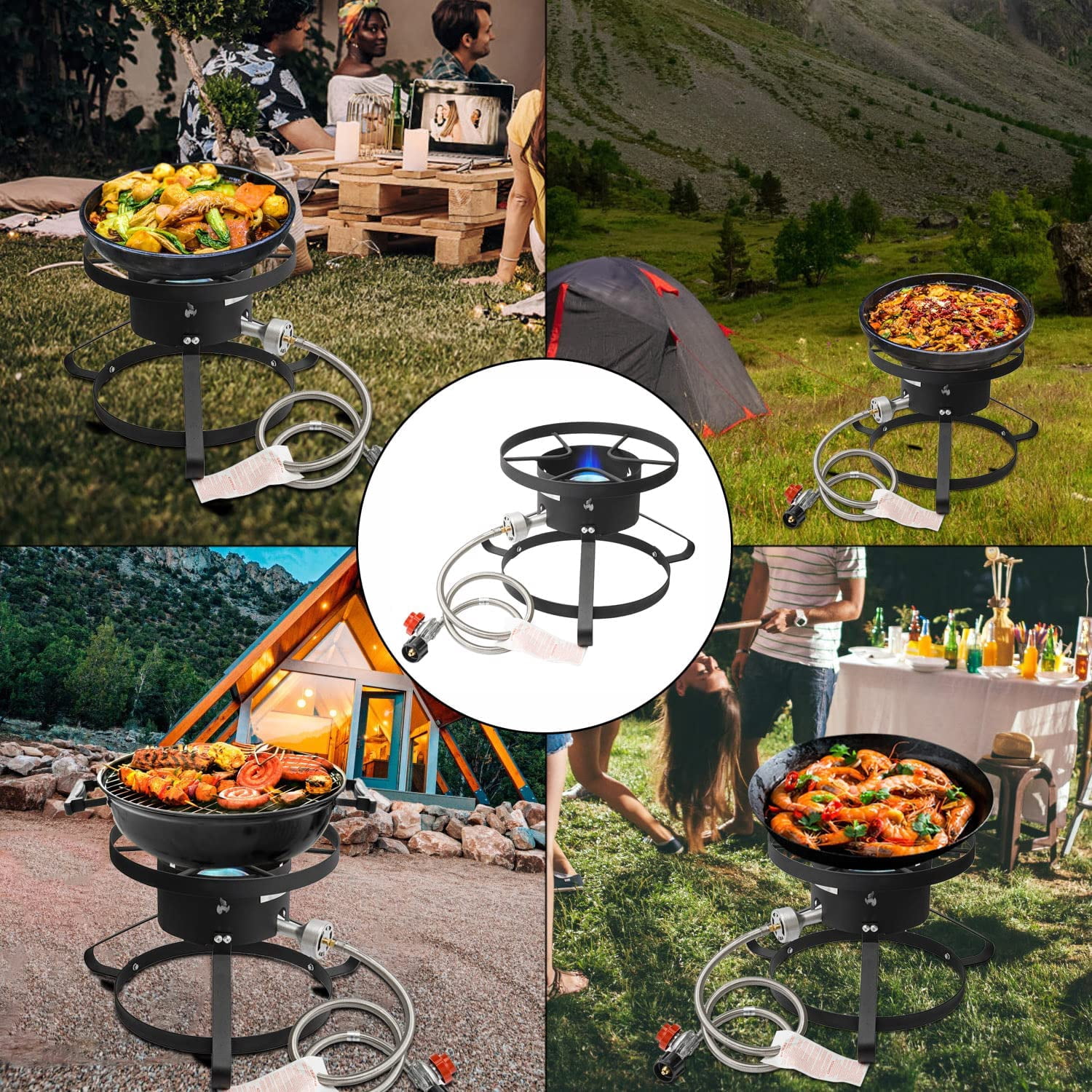 Vivicreate High Pressure Single Burner Propane Stove Outdoor Gas Cooker 35000 BTU Portable Camp Stove for Turkey Frying Boiling Seafood Brewing Estufa de Gas Portátil Fogón de Gas