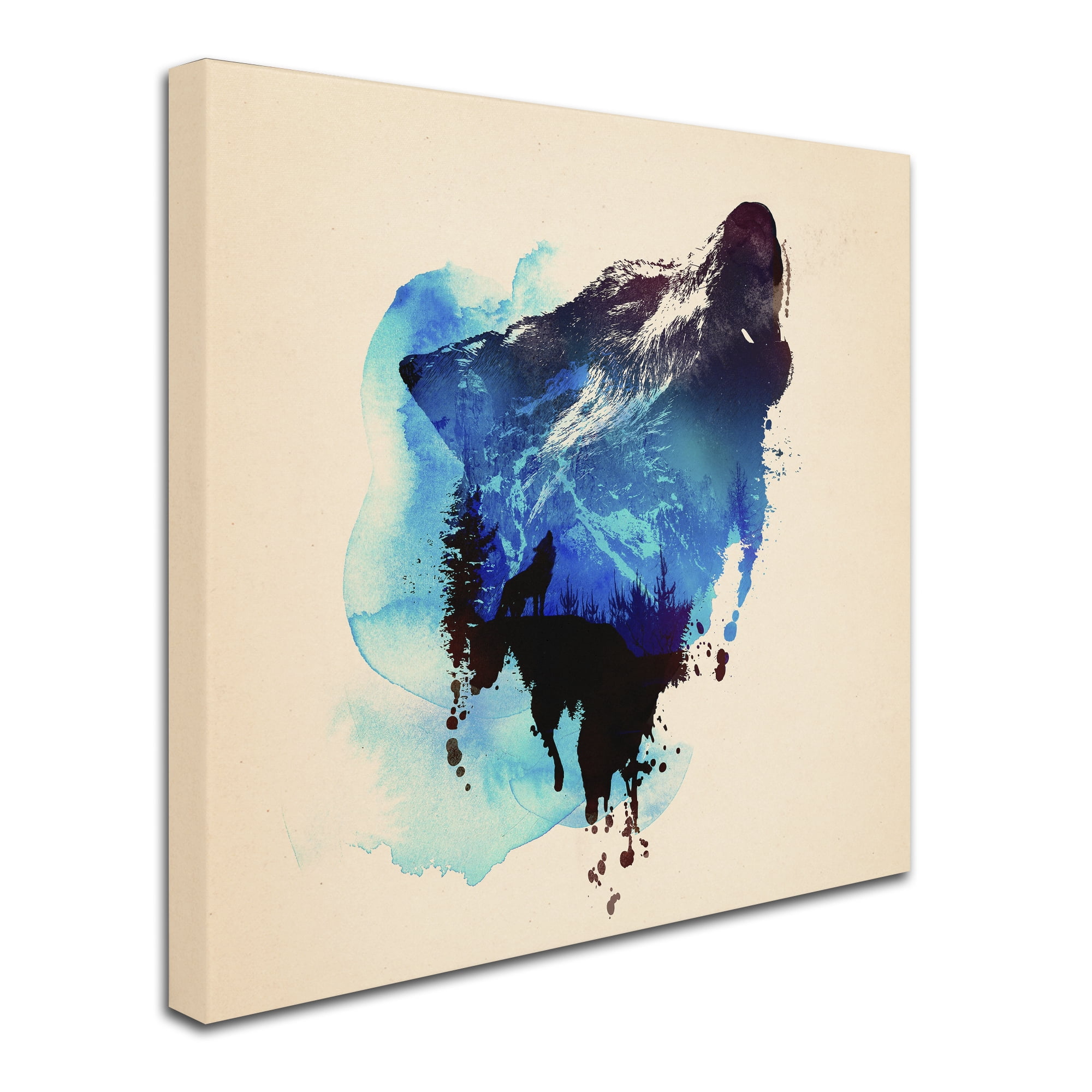 Robert Farkas 'Alone As A Wolf' Huge Canvas Art 35 x 35