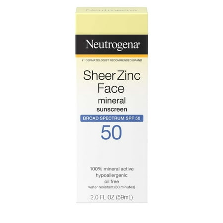 Neutrogena Sheer Zinc Sunscreen Hypoallergenic Spectrum SPF 50, 2oz