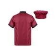 thumbnail image 2 of iiniim Unisex Chef Jacket with Hat Hotel Kitchen Restaurant Working Uniforms 2 Piece Short Sleeve Chef Coat Outfits Size M-4XL Burgundy 3XL, 2 of 7