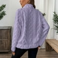thumbnail image 4 of Stichou Women Sherpa Fleece Pullover Quarter Zip Long Sleeve Fluffy Soft Sweaters Jacket Plus Size Winter Coats with Pockets Purple XL, 4 of 6