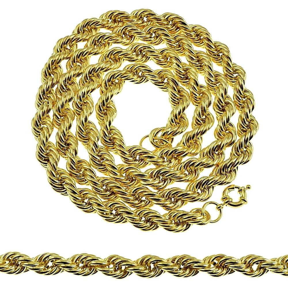 Bling Cartel Mens 14K Gold Plated Rope Chain 1980's Rapper Dookie Hip