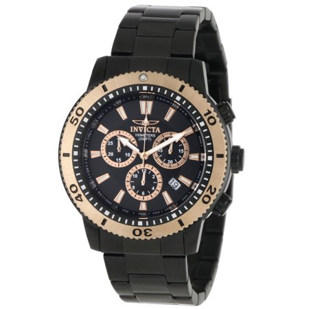 Invicta 1206 Men's Specialty II Black Dial Gold Tone Bezel Black IP Steel Chronograph Watch