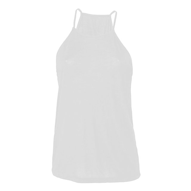 Bella + Canvas - Top suelto sin mangas y cuello alto para chica mujer (Blanco)