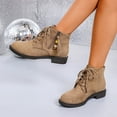 thumbnail image 4 of Bottes à la Cheville pour Femmes Leozcaa à Lacets, Bottines de Combat Plates, Talon Bas, Fermeture Éclair Latérale, Randonnée, Hiver, Bottines Courtes, 4 of 9
